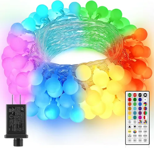 Vista 12 de OMIKA Guirnalda de luces de 20 pies, 40 LED de 24 colores cambiantes, funciona con pilas, luces de Navidad alimentadas por USB, cadena de luces