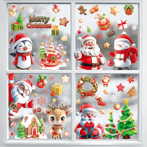 Vista 7 de Adhesivos navideños y calcomanías de Navidad para decoración de ventanas