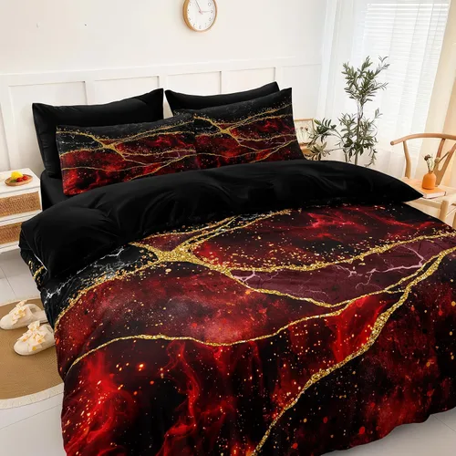 Vista 12 de Juego de edredón de sol y luna negro, juego de ropa de cama boho, ropa de cama de galaxia celestial y espacio estrellado, edredón mandala exótico