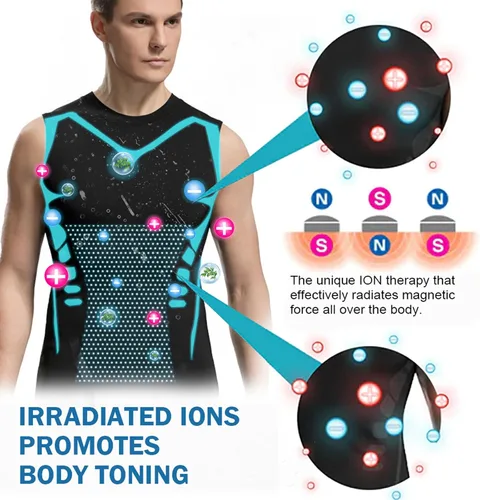 Vista 5 de Chaleco moldeador iónico, cómodo y transpirable, tela de seda de hielo para hombres para construir un cuerpo perfecto