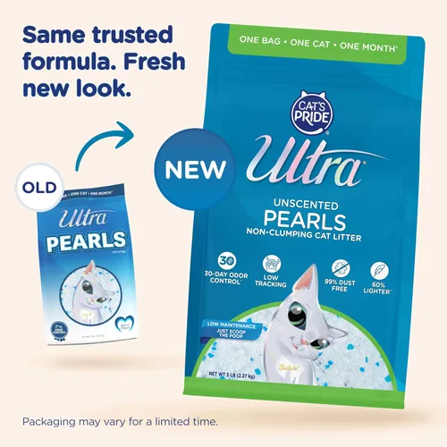 Vista 2 de Ultra Pearls Arena Premium para Gatos - 99.9% Libre de Polvo, Bajo Rastreo, Suave en las Patas, Sin Fragancia - 15 Libras Total