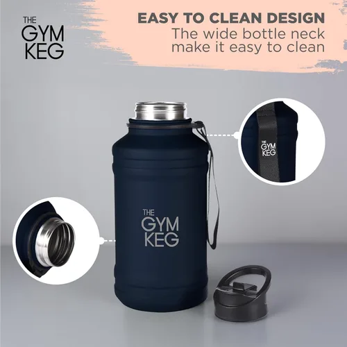 Vista 6 de THE GYM KEG Botella de agua de acero inoxidable, a prueba de fugas, contenedor aislado para bebidas calientes y frías, duradera, versátil y segura