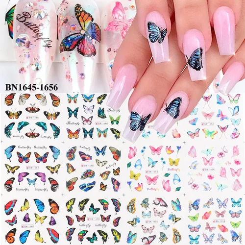 Vista 20 de TBRZTR 12 hojas de calcomanías de uñas para el día de San Valentín, diseño de torre de amor, diseño de paraguas, calcomanías de transferencia