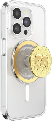 Vista 27 de PopSockets PopTop, agarre adhesivo para teléfono con parte superior intercambiable, esmalte - trébol oro rosa