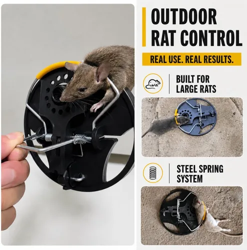 Vista 5 de Rat Traps Outdoor 2 Pack, Large Metal Mouse Trap, Fast Kill