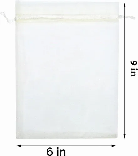 Vista 4 de 50 bolsas de organza de 6 x 9 pulgadas, bolsa de regalo de fiesta de boda con cordón Beige