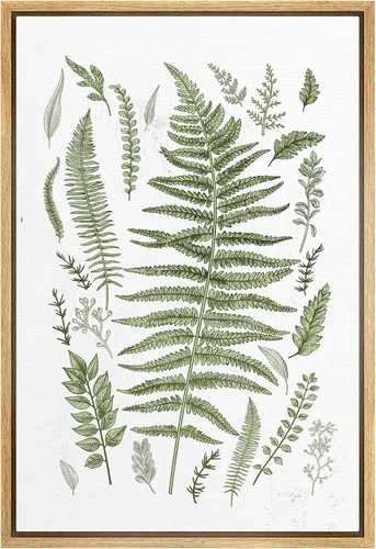 Vista 21 de SIGNWIN Lienzo enmarcado para pared, acuarela verde, bosque, helecho, planta, naturaleza, ilustraciones de área silvestre, arte moderno, rústico