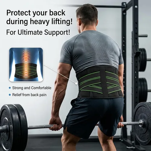 Vista 6 de Soporte de espalda para dolor de espalda baja - Cinturón de apoyo lumbar transpirable para alivio de ciática, hernia de disco y escoliosis - Correas
