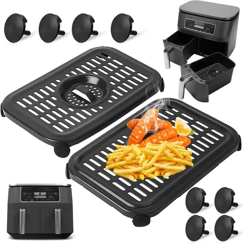 Vista 9 de GWYXC - Sartén para freidora de aire Ninja Foodi DZ401 DZ550 DualZone, placa de repuesto para freidora de aire, accesorios con parachoques de goma