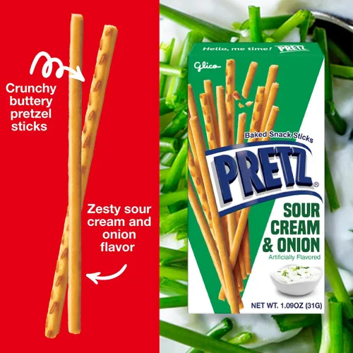 Vista 3 de Glico Pretz Crema agria y cebolla, 1.09 oz (paquete de 10)