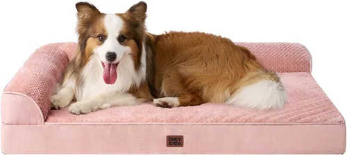 Vista 12 de EHEYCIGA - Cama ortopédica para perros de tamaño mediano, cama de espuma viscoelástica para perros, color beige Small Dog Sofa with Washable