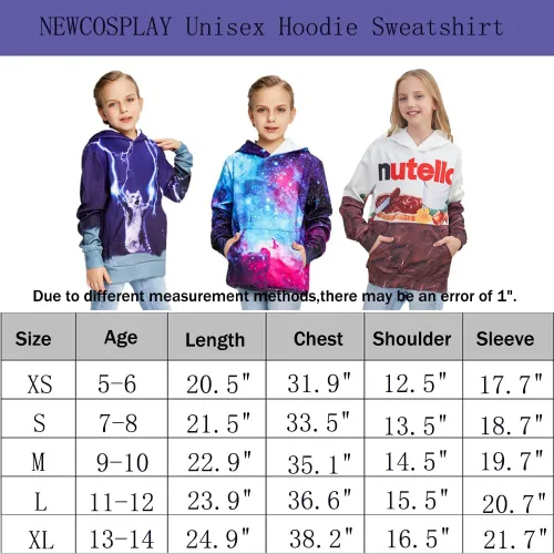 Vista 6 de NEWCOSPLAY Sudadera unisex con capucha y estampado digital 3D de galaxia realista para niños y niñas