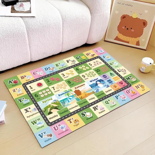 Vista 19 de Alfombra ABC infantil para sala de juegos, alfombra del alfabeto para el aula, alfombra lavable para habitación de bebé, sala de juegos, dormitorio