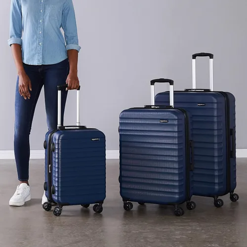 Vista 6 de Tienda Basics Equipaje de maleta expandible con ruedas rígidas, Azul marino, Spinner