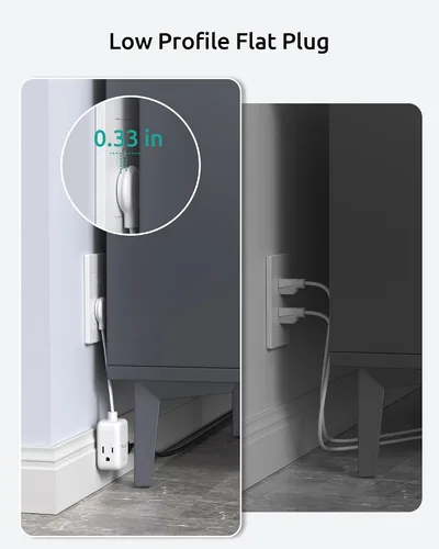 Vista 3 de NUTICT Cable de extensión corto de 6 pulgadas, extensor de 3 salidas con protector de sobretensiones 900J, 15A/1875W, certificado ETL, divisor