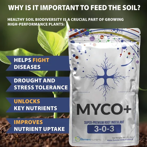 Vista 4 de MYCO+ - Polvo de hongos micorrízicos para la salud de plantas y suelo, potenciador de raíces para esquejes, orquídeas, rosas, vegetales, suculentas