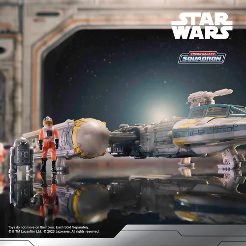 Vista 7 de Star Wars Micro Galaxy Squadron Gold Leader's Y-Wing - Vehículo de clase Starfighter de 5 pulgadas con accesorios de micro figura Jon Vander