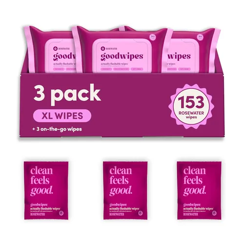 Vista 15 de Goodwipes Toallitas desechables para el trasero - Vitamina E y aloe - Seguras para alcantarillado y fosa séptica - Toallitas húmedas extra grandes