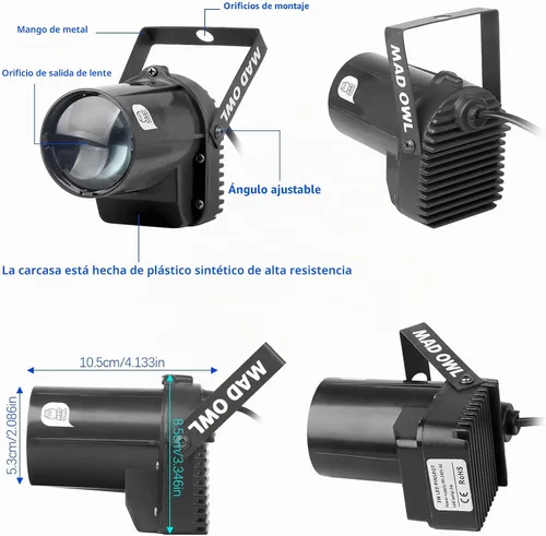 Vista 4 de Foco de bola de discoteca LED Pinspot Light - Luz de fiesta de bola de espejo motorizada