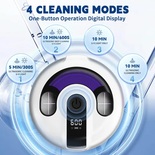 Vista 5 de Máquina limpiadora ultrasónica de retenedores de 48 kHz, cápsula de limpieza dental inalámbrica, limpiador ultrasónico de retenedores