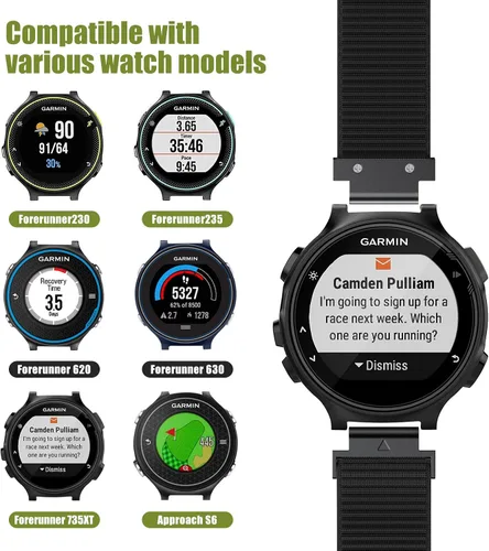 Vista 3 de NotoCity Para Forerunner 735XT Banda Nylon Forerunner 235 Smartwatch Band Forerunner 630/620/220/230 Correa Approach S6 Watchband (negro)
