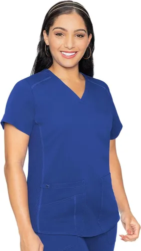 Vista 19 de Med Couture Touch - Camisa médica con cuello en V para mujer Sorbete de albaricoque