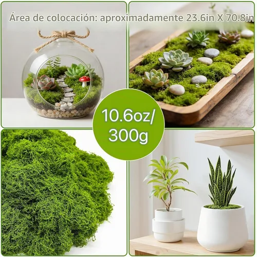 Vista 4 de Musgo verde falso – Musgo artificial para plantas de interior, imitación para manualidades, decoración de jardín de hadas de bricolaje, centros