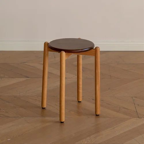 Vista 14 de Taburete apilable de roble, soporte pequeño para plantas, taburete redondo de madera para comedor, sala de estar, entrada, aula, escuela, 15.4 x