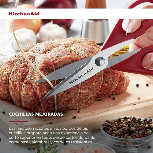 Vista 4 de Tijeras de cocina multiusos KitchenAid con funda protectora, tijeras de acero inoxidable duraderas, aptas para lavavajillas, mango de agarre suave