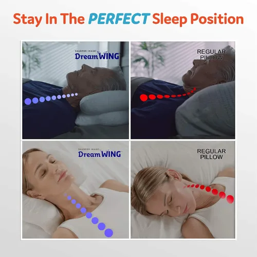 Vista 4 de Almohada Dream Wing con alas ergonómica y cómoda para dormir de lado, espalda y estómago con soporte para cuello y cabeza