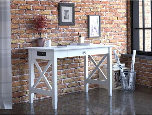 Vista 8 de AFI Lexi Escritorio con cajón y estación de carga en color blanco
