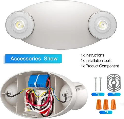 Vista 2 de Spectsun Lights - Paquete de 4 luces LED de emergencia con batería de respaldo, ajustable, cableado, 2 LED, cabeza de ojo de insecto, montaje