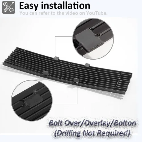 Vista 8 de Insertos de parrilla compatibles con F150 2009-2014, parrilla frontal de aluminio macizo billet (negro)