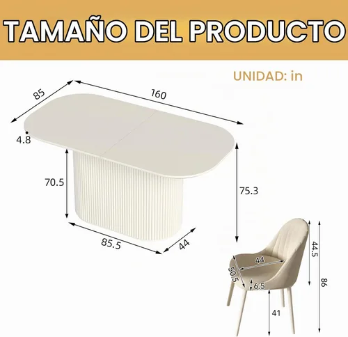 Vista 2 de Juego de mesa de comedor ovalada de 62.99 pulgadas para 4, juego de mesa de cocina de 5 piezas, mesas de comedor modernas con 4 sillas para cocina