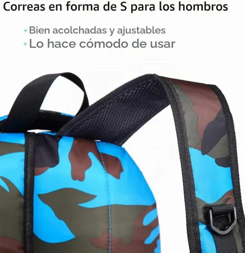 Vista 6 de BLUEFAIRY Mochilas para niños y niñas de 6 a 8 años, 8 a 12 años, mochilas Azul Camo