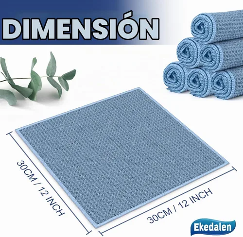 Vista 7 de Ekedalen Paño de limpieza de microfibra tejido de gofre para quitar el polvo, toalla absorbente de secado rápido, trapos de polvo para la cocina