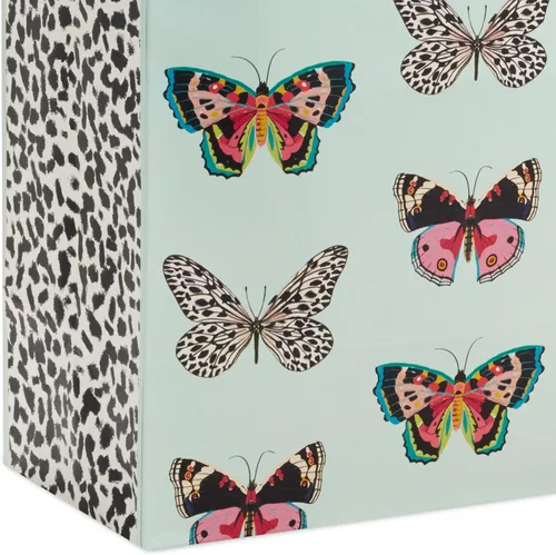 Vista 6 de Hallmark Bolsa de regalo grande de 13" con papel de seda (mariposas, verde menta, rosa, negro) para Pascua, Día de la Madre, despedidas de soltera