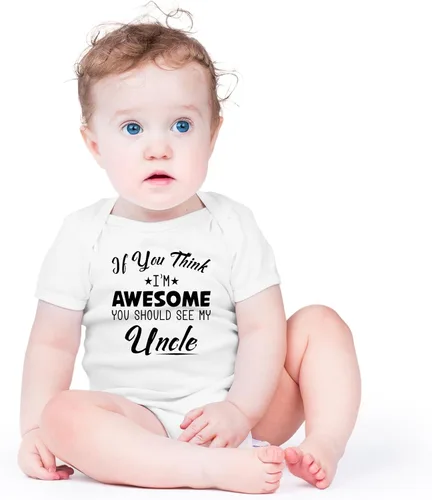 Vista 14 de AW Fashions If You Think, I'm Awesome You Should See My Uncle - Body para bebé recién nacido