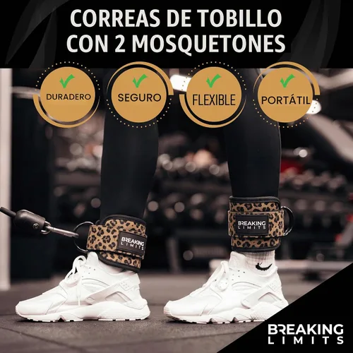 Vista 3 de BREAKING LIMITS Correas de tobillo para máquinas de cable para mujeres, juego de correas de tobillo para glúteos, accesorios de tobillo