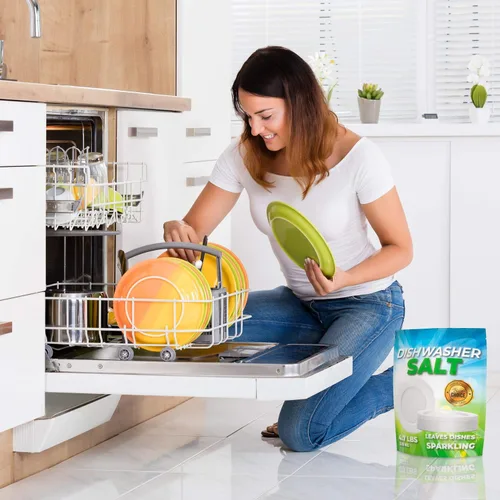 Vista 3 de Sal de lavavajillas prémium de 4.7 libras para suavizante de lavavajillas, recomendada para Meile, Bosch, Thermador, Whirlpool y todas las demás
