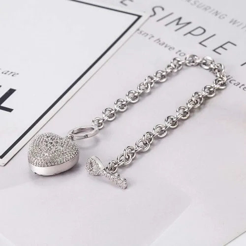 Vista 6 de Nuevos productos Pulsera de plata esterlina 925 joyería fina pulsera de corazón brillante 6-7-8 pulgadas Accesorios de plata maciza regalo de fiesta