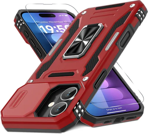 Vista 27 de DEERLAMN Funda para iPhone Air de 6.5 pulgadas con cubierta deslizante para cámara + protector de pantalla (2 paquetes), soporte de anillo giratorio