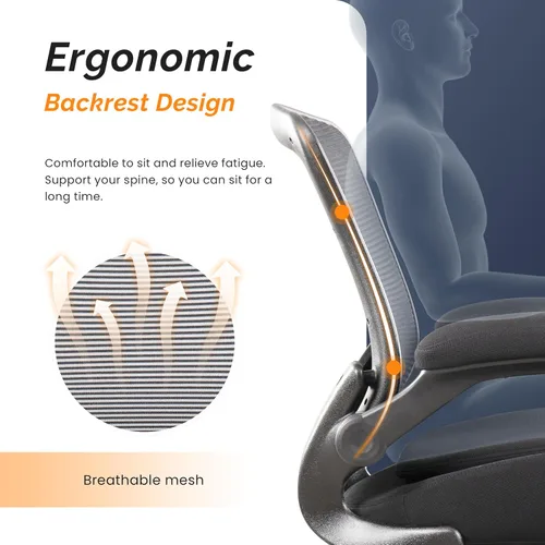 Vista 9 de Silla de redacción alta para oficina, taburetes ergonómicos de escritorio de pie para computadora, reposabrazos abatibles, altura ajustable y anillo