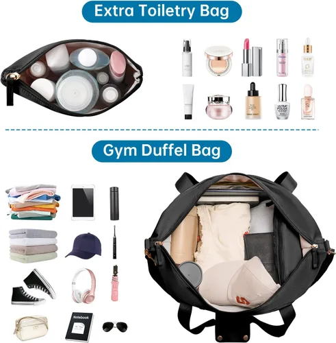 Vista 2 de ETRONIK Bolsa de viaje para mujer, bolsa de gimnasio con puerto de carga USB, bolsa de fin de semana con bolsillo para ropa húmeda y compartimento