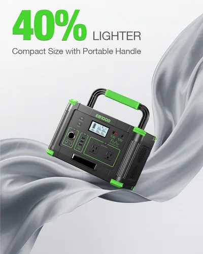 Vista 2 de GRECELL - Generador solar portátil de 1000 W, 999 Wh con salida USB-C PD de 60 W, salida de CA de onda sinusoidal pura de 110 V, batería de litio