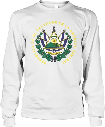 Vista 9 de Cybertela Camiseta de manga larga con escudo de armas de El Salvador para hombre Negro