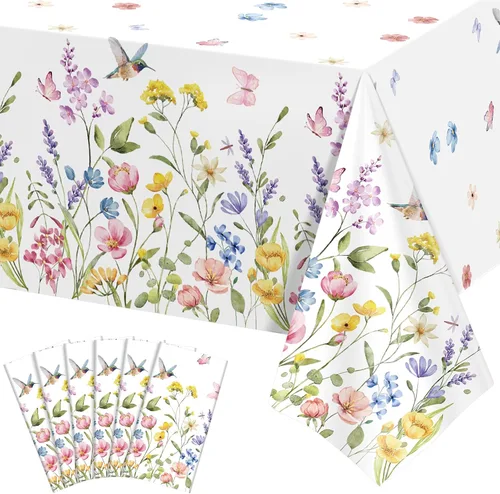 Vista 14 de Paquete de 6 manteles de plástico para cumpleaños, mantel desechable