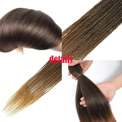 Vista 3 de Cabello trenzado preestirado ombré, extensiones de cabello trenzado sedoso, sin picazón, trenzas de cabello trenzado de ganchillo con textura Yaki