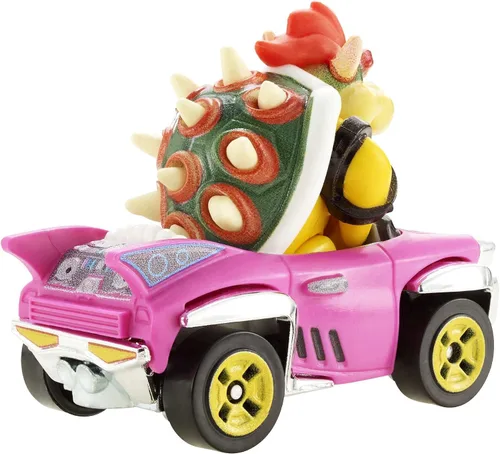 Vista 3 de Hot Wheels GBG31 Mario Kart 1:64 Bowser con vehículo Badwagon de fundición a presión, multicolor