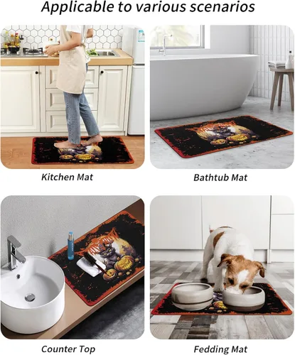 Vista 6 de Tapete de baño de Halloween para bañera, antideslizante, de secado rápido y absorbente, tierra de diatomeas, cocina, ducha, fregadero, lavable